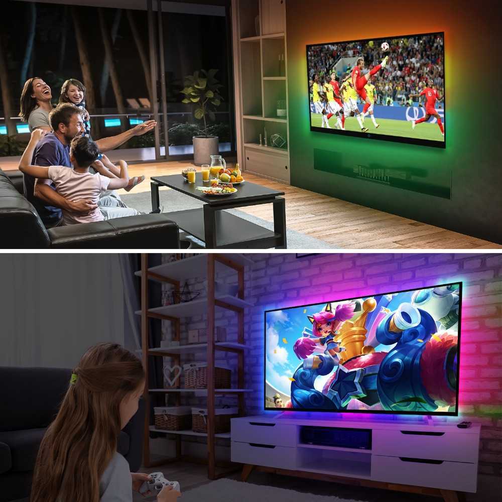 Светодиодные ленты 5 В WS2812B USB Светодиодная лента 5050 RGB Dream Color Ambient TV Kit для настольного ПК Фоновое освещение экрана 1M 2M 3M 4M 5M J230308