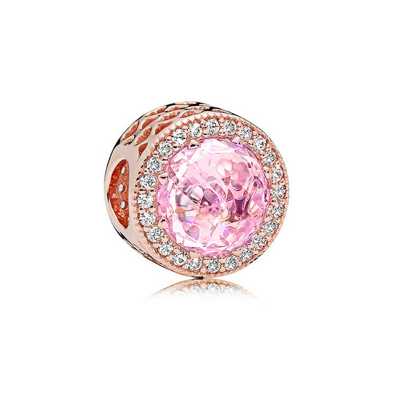 2023 Dames Sterling Silver Pandora Charm Rose Gold Pink Opal kleur hanger kralen accessoires kralen