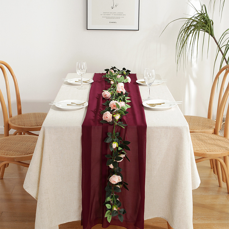 Camino de mesa de gasa de 70cm x 300cm, decoración para fiesta de boda, textiles para el hogar, manteles