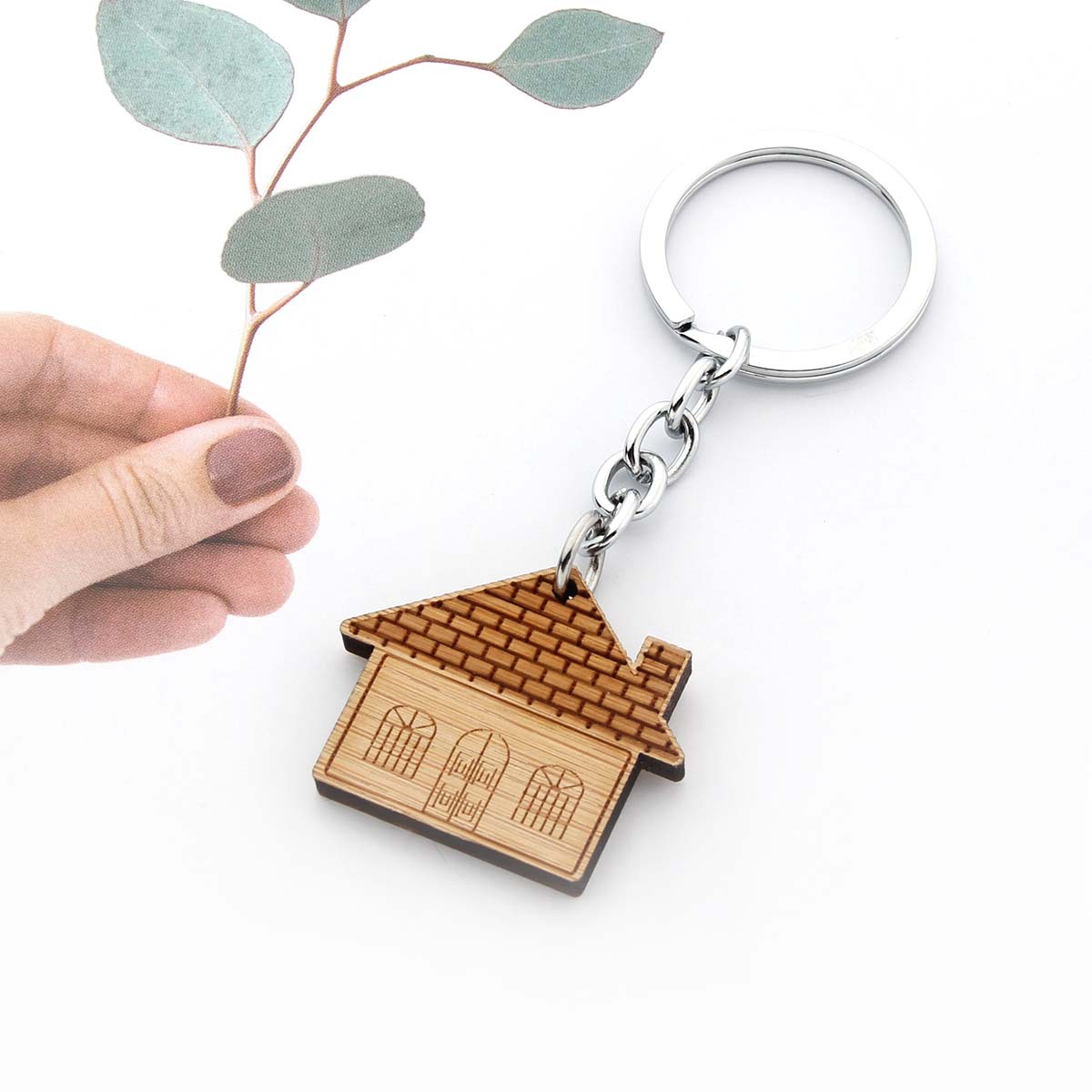 Creative Home Wood Keychain Pendant Gift Mini House Wood Car Bag Keychains smycken Bulkpris