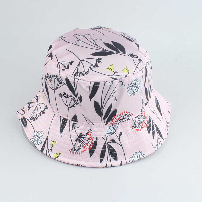 Wide Brim Hats 2021 Panama Hat Summer Bucket Hats Coconut Tree Butterfly Flower Print Fisherman Hat For Men Women Travel Beh Fishing Cap P230311