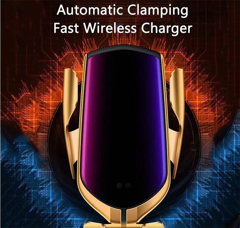 R1 Car Wireless Charger Clamping Automatic Clamping 10W Qi Sharging Holder for iPhone Samsung Huawei Air Vent Phone حامل مع صندوق البيع بالتجزئة