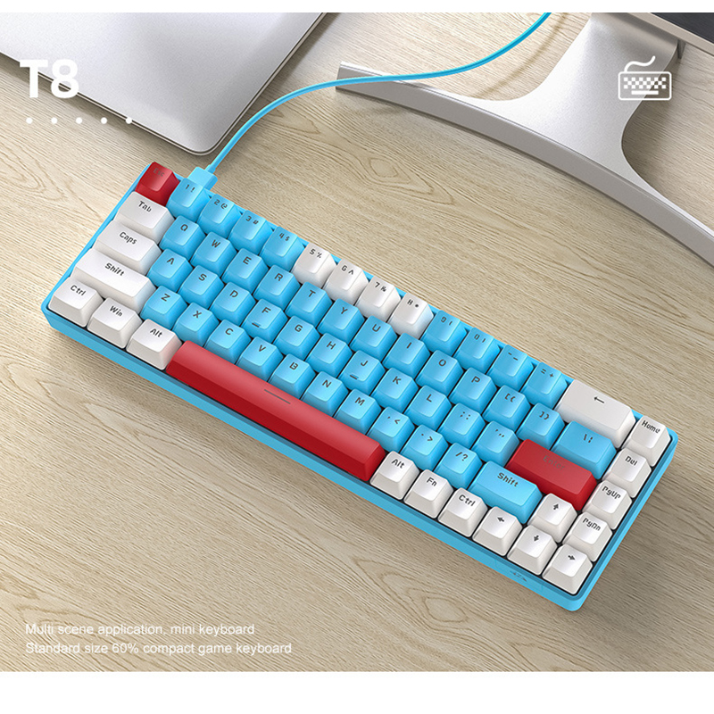 T8 68 teclas RGB Teclado mecánico para jugar 60% Mini tipo C con cable Teclado mecánico personalizado macro programación NKRO para tableta