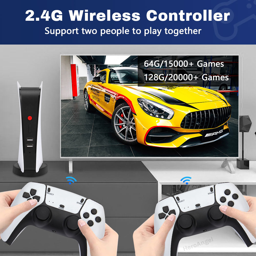 NUOVO controller wireless console videogiochi M5 4K HD 20000 giochi giochi retrò da 128 GB PS1 GBA FC DM SFC