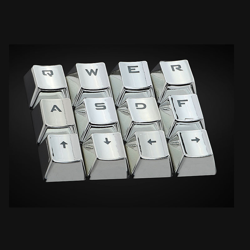 N OEM -profilelektropläterad metallstruktur KeyCap Backlight KeyCap för Cherry MX Mechanical Gaming Keyboard Silver Keycaps