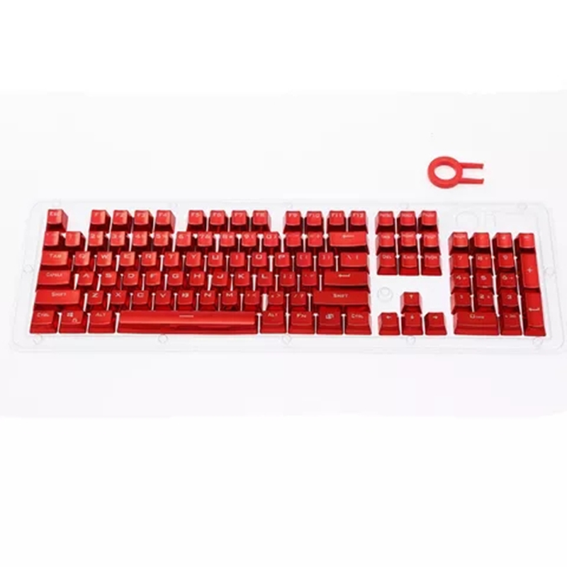 n 104 Backlit Red Electroplate Pudding Keycap Set with Puller for DIY Cherry MX RGB Mechanical Keyboard