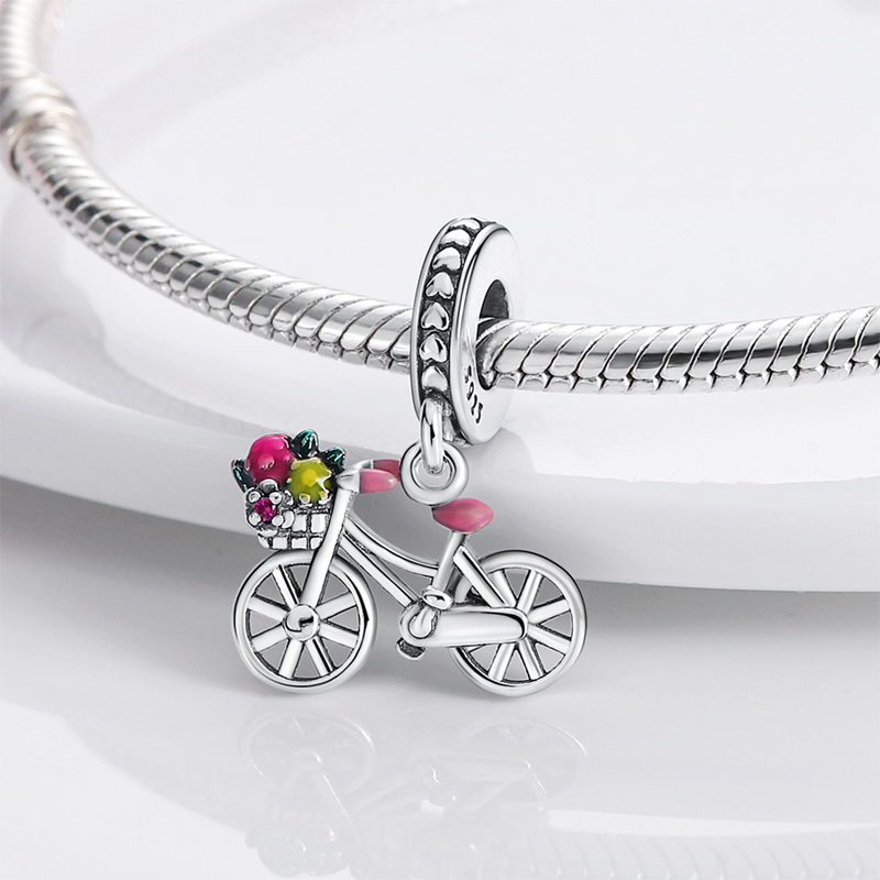 925 Silver Fit Pandora Original Charms Diy Pendant Women Armband Pärlor Dragonfly Bicycles Bee Bons Dingle Charms Travel Airplane