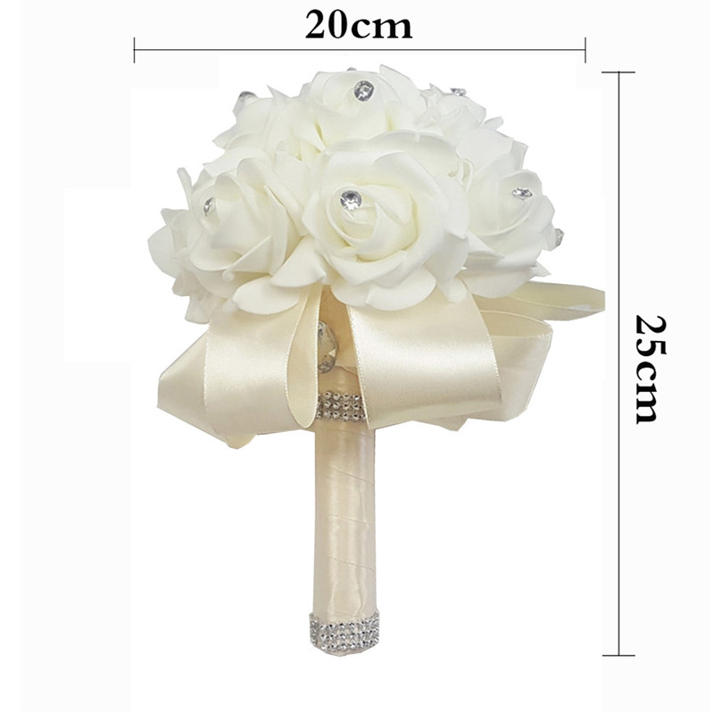 1 Stücke Elfenbein Neue Brautjungfer Hochzeit Dekoration Schaum Blumen Rose Brautstrauß Weiß Satin Romantische Hochzeit Bouquet Günstige 179e