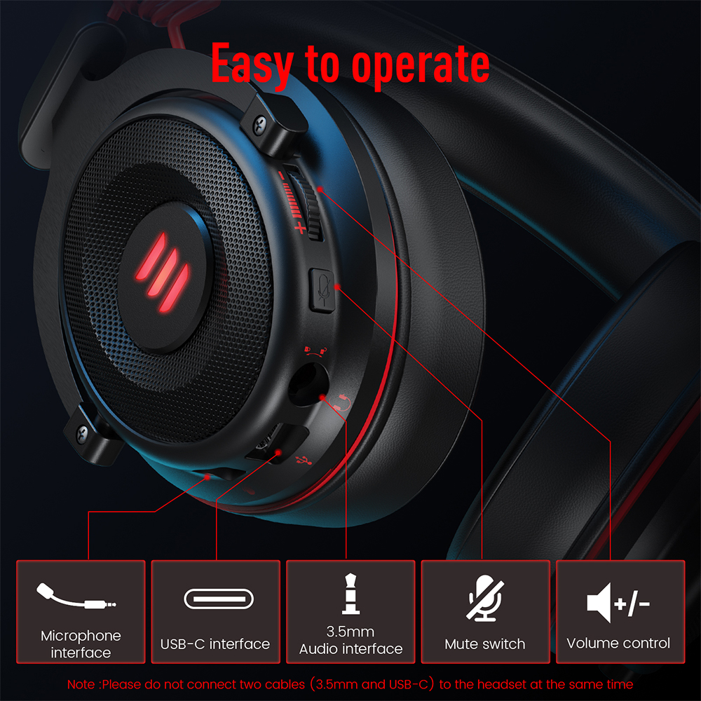 Oyun Kulaklığı Oyuncu Kablolu 3.5mm Stereo/USB 7.1 Surround PC/PS4/PS5/Xbox için Gürültü Engelleme Mikrofonu ile Oyun Kulaklıkları