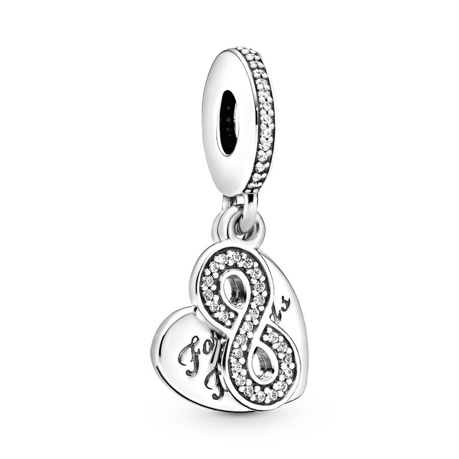 Pandora S925 Sterling Silver Glittering Infinite Heart Star Suspension Charm Bead är lämplig för armband DIY -modesmycken