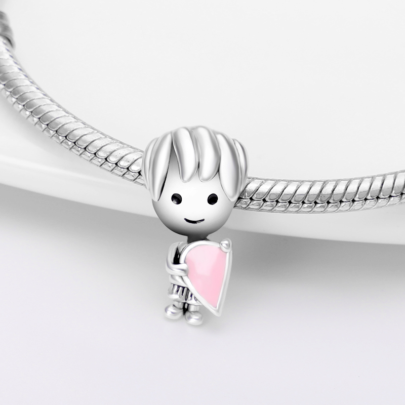 925 zilveren fit Pandora originele charmes diy hanger vrouwelijke armbanden ketting ketting vrouwen roze serie charme bead