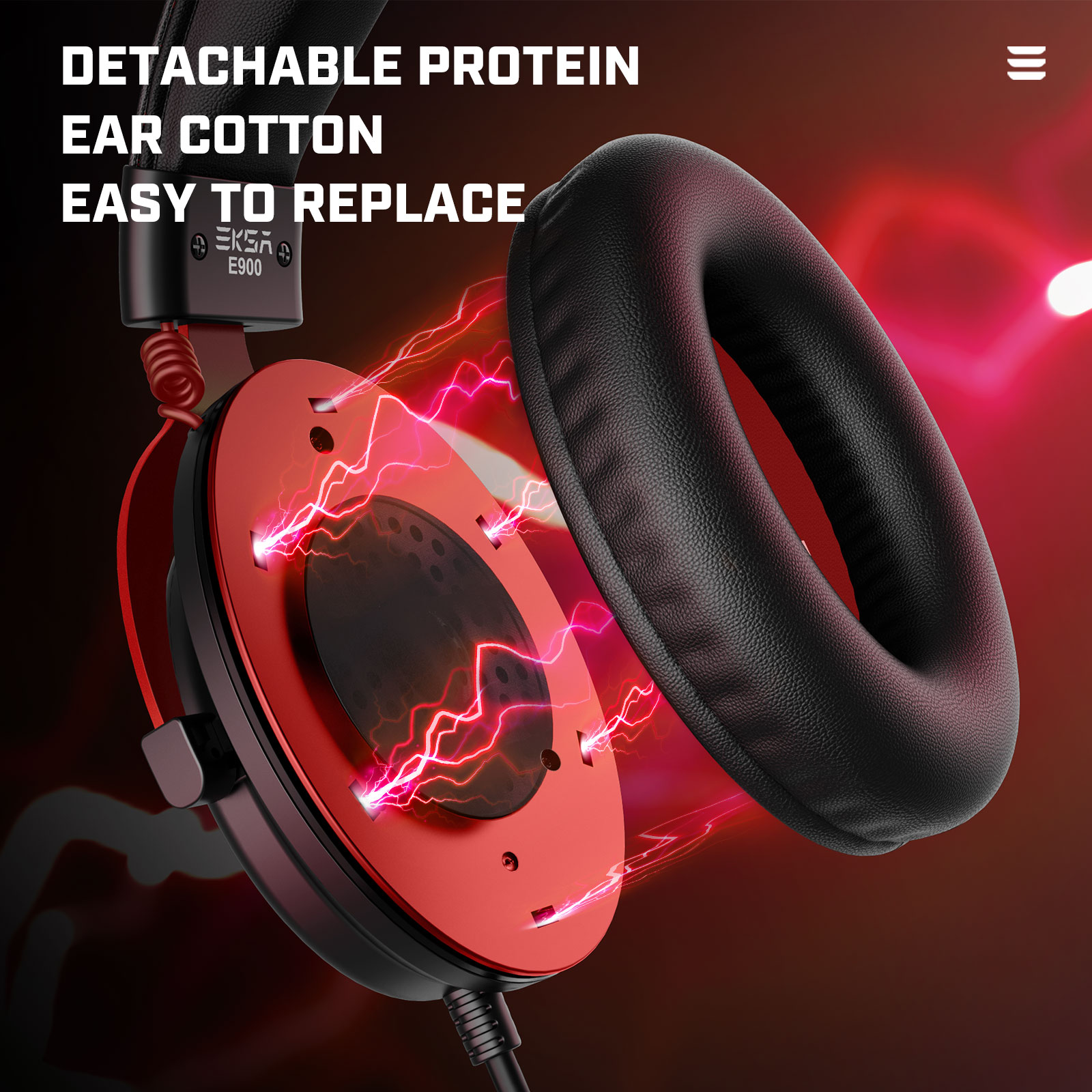 1 para wymiana słuchawek Earpads Poduszki Okładka dla E900 Red Gaming Gaming Gamer Over-Ear Miękka pamięć piankowa Pianki Uszy