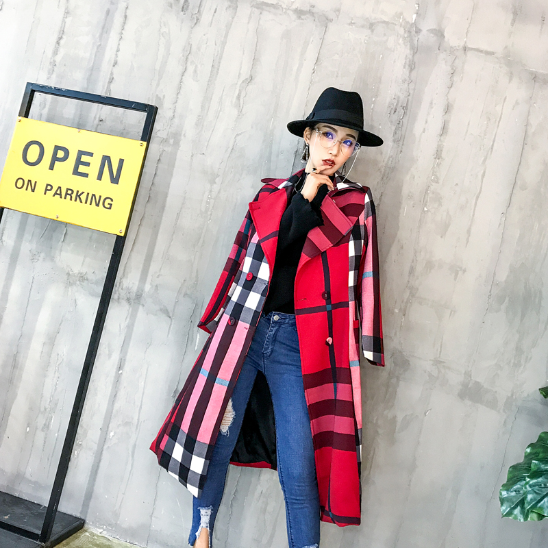 2023 NOUVELLE FEMMES MOTIE MODE ÉLÉGANT LEISURE COLLES SIMPLE COULEUR Long Automne Hiver Breaker Trench Trench Coat plus taille xxxl