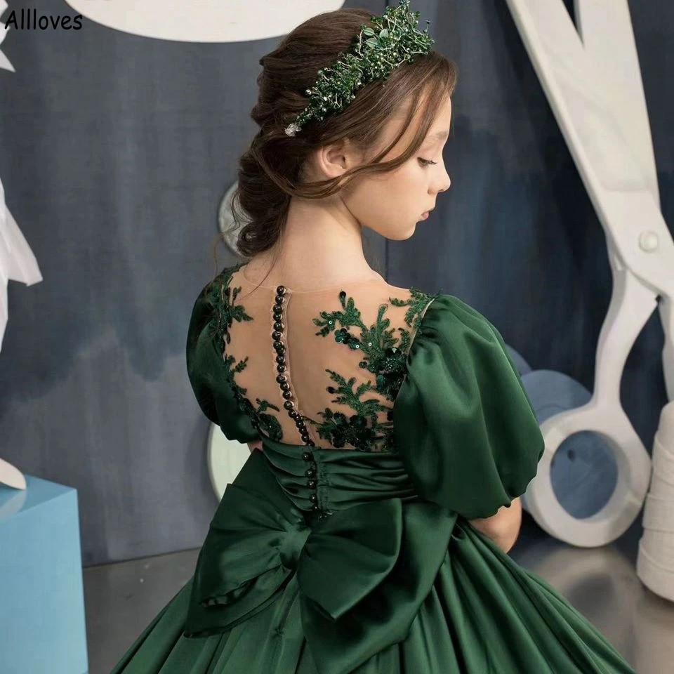 Emerald Green Flower Girls Dress для свадебных слоев