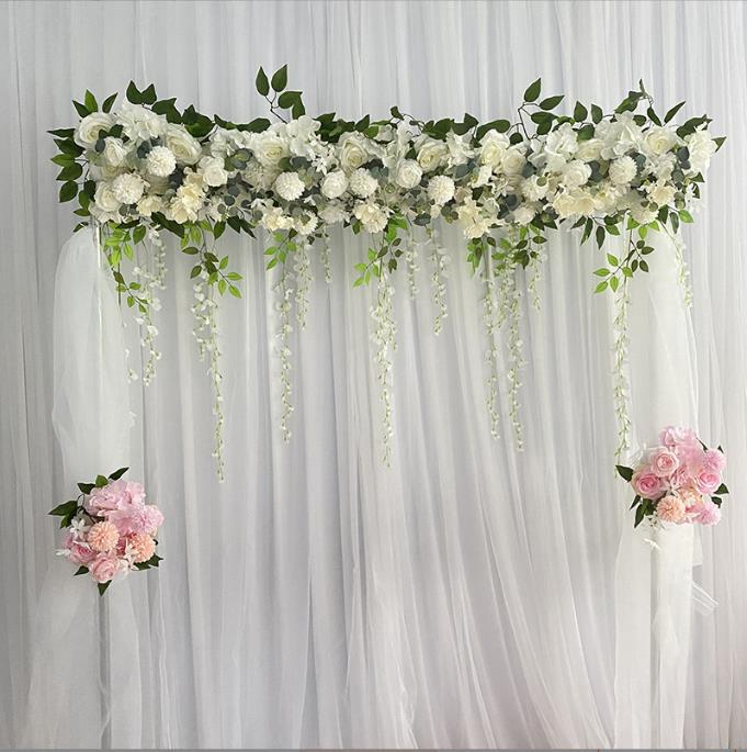 Artificial flowers Table Runner Wedding flower row 1 meter long scene layout for Wedding Party Decorations