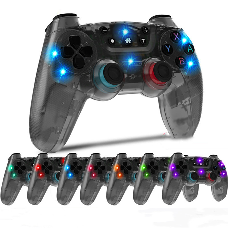 Topkwaliteit draadloze bluetooth gamepad controller 7 kleuren luminescentie game controllers joystick voor switch console/switch pro/ps3/iOS Android telefoon/pc