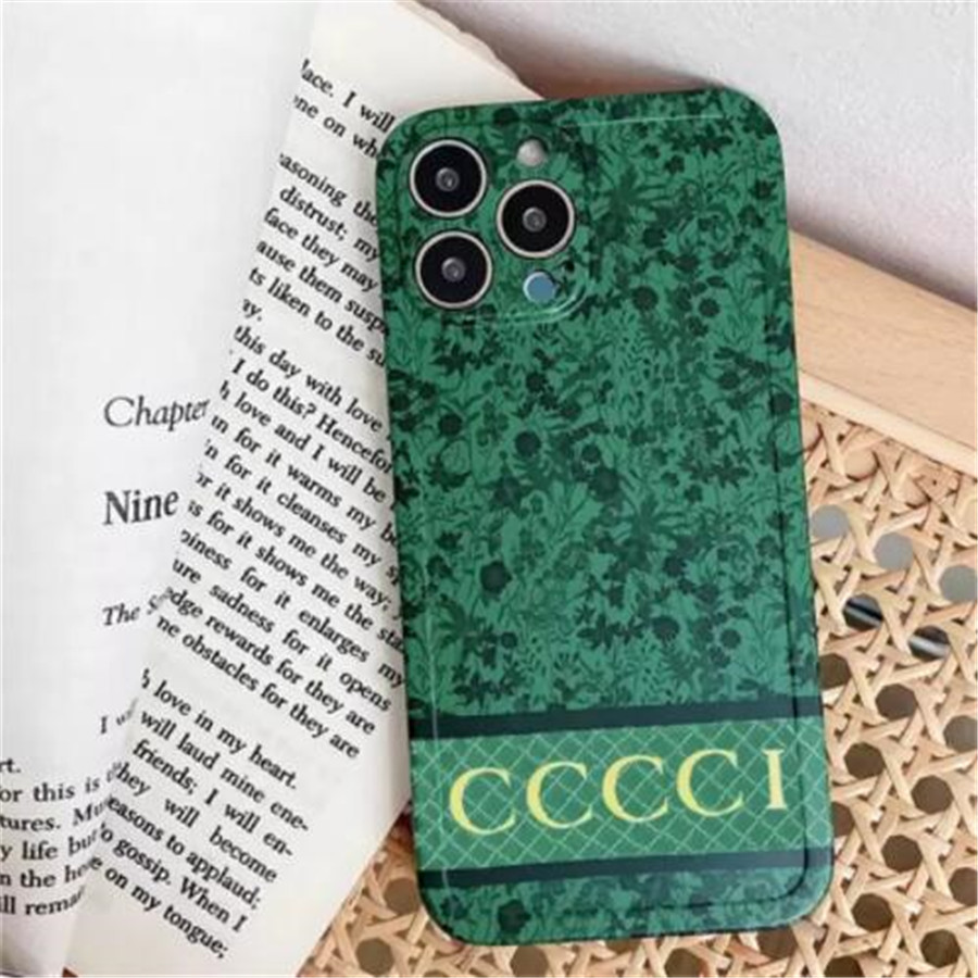 Custodia cellulare di design di lusso Green Forest Custodia classica cellulare di marca di moda Custodie antiurto di alta qualità iPhone 15 15Pro 14 14Pro 14ProMax 12 13 Pro Max XR