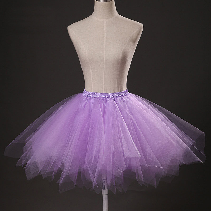 Ny Short Petticoat Tulle kjolar Kvinnor Elastiska stretchiga lager Summer vuxen tutu kjol swing underskirt