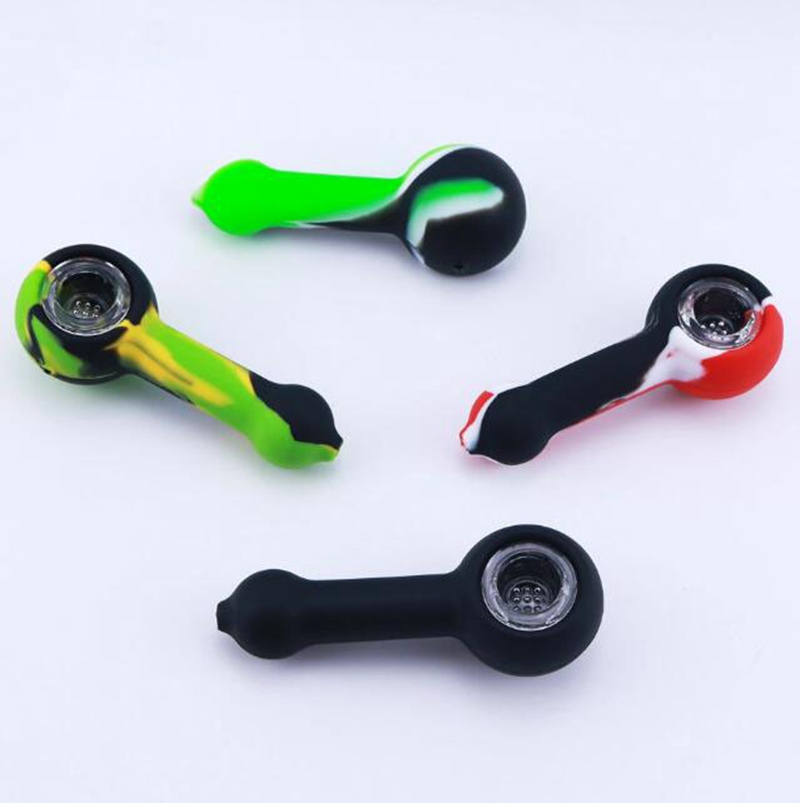 Latest More Colorful Silicone Cool Style Pipes Herb Tobacco Oil Rigs Glass Multihole Single Hole Filter Bowl Handpipes Smoking Cigarette Hand Holder Tube