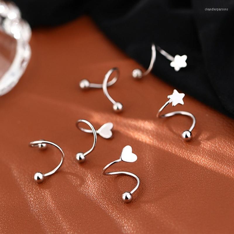 Stud oorbellen mode zilveren kleur spiraal persoonlijkheid hart vrouwen luxe eenvoudig voor bruiloft feest oor fijne sieraden 209r