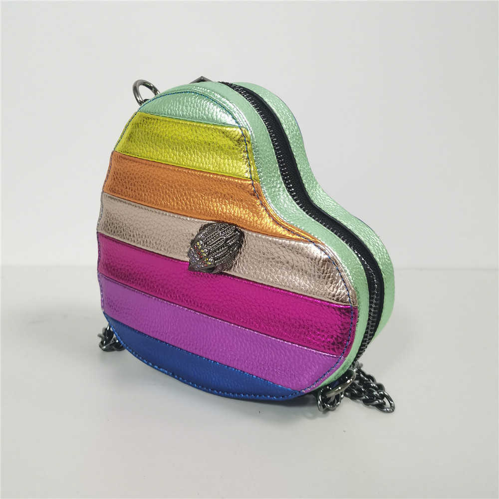 Bakken Nieuwe collectie Hartvorm Rainbow Cross Body Bag Dames Kleurrijke PU-handtas voor kerstcadeau Party Luxe designer lederen tassen stylisheendibags