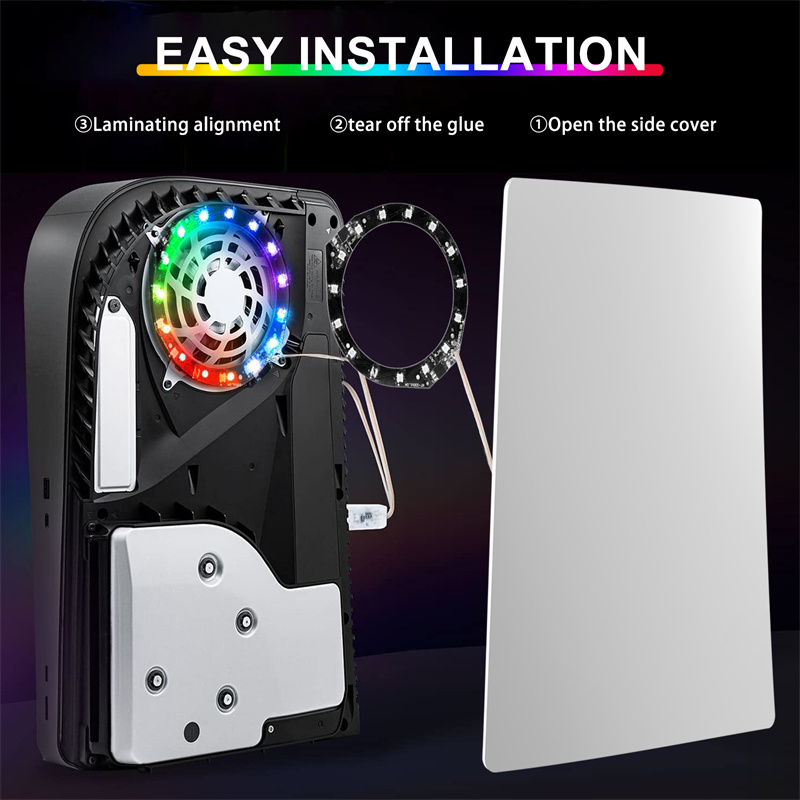 PS5 Console Decoration Light 8 Cores Dazzle Color Alteração Luminescente Lâmpada Lâmpada Diy Controle Remoto Acessórios para Jogos DHL livre