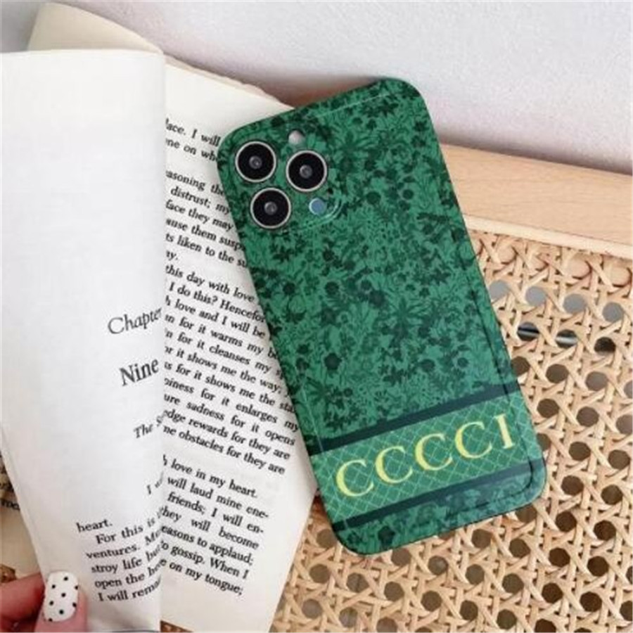 Green Forest Luxe Designer Telefoonhoesje Klassiek Letter Modemerk Schokbestendig Telefoonhoesjes Hoge kwaliteit Voor iPhone 15 15Pro 14 14Pro 14ProMax 12 13 Pro Max XR