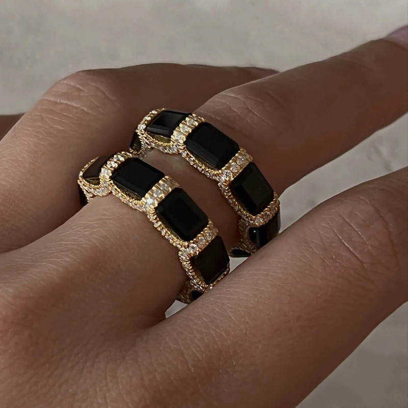 Bague Vintage en laiton plaqué or 18 carats, haute qualité, diamant, Design de Niche tendance, personnalité légère, luxe, pour hommes et femmes, 216y