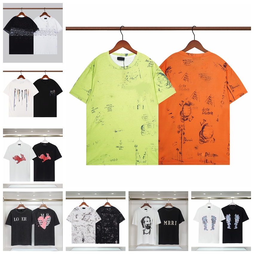 Designer brand of luxury T-shirt men's t shirt loose oversized 100% cotton Clothing spray letter short sleeve spring summer tide men and women tees shirts Size S-XXL #SP86