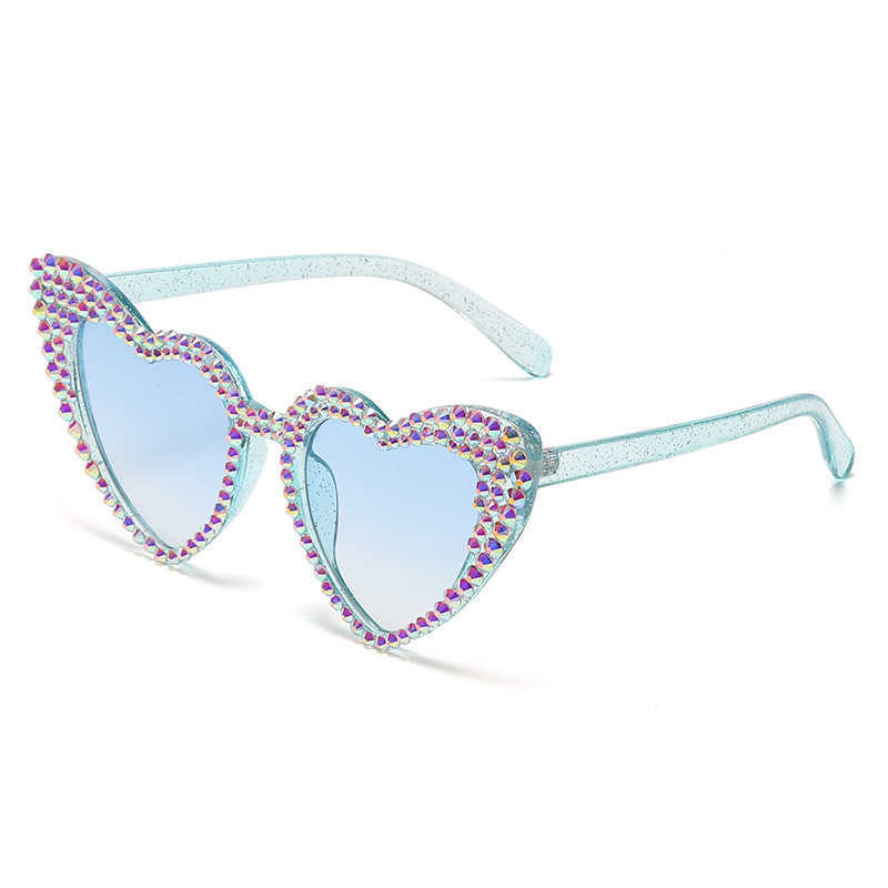 2024トップデザイナー10％オフ高級デザイナーNew Men's and Women's Sunglasses 20％off Heart Setかわいい猫ハート型ダイヤモンドハンドメイドグラス