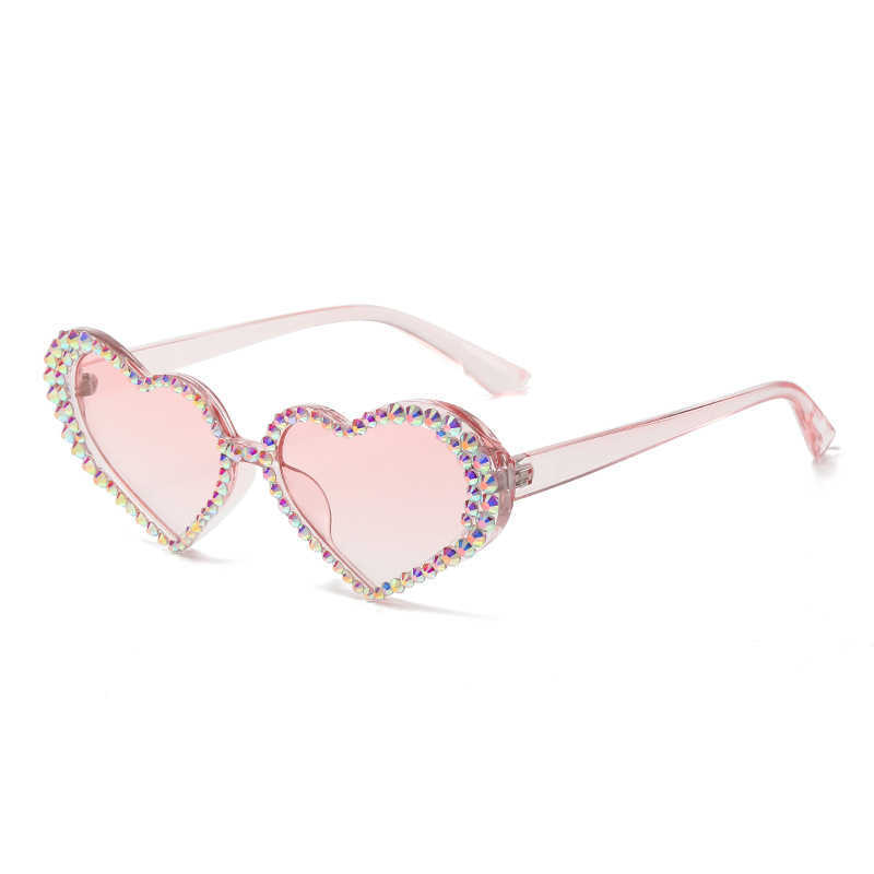 2024 Fashion Off Luxury Designer de luxe Nouveaux lunettes de soleil pour hommes et femmes au large de Crystal en forme de coeur pour les yeux en forme de cœur de pêche