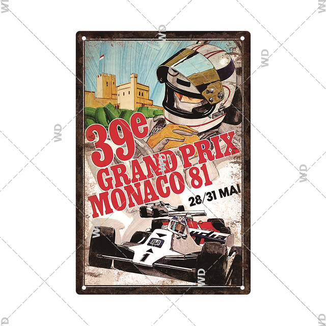 Racing Car Signs de metal vintage Signo de lata Retro Retro Garage Decor Placa Metal Placa Reparação da parede Poster decorativo Placa de ferro 30x20cm W03