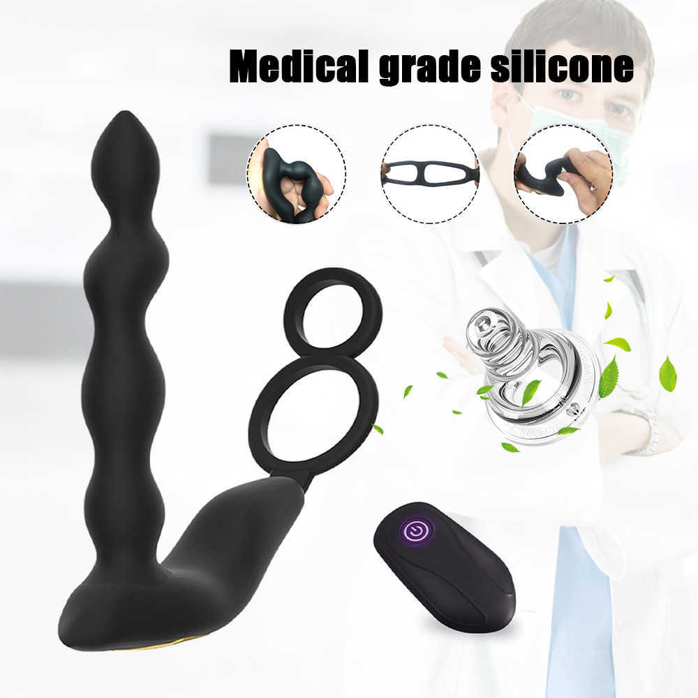 NXY Anal toys Double Motors Wireless Remote Control Plug Vibrator For Men Prostate Massager Patterns Butt Silicone Sex Toys pour Adult Gay 1125