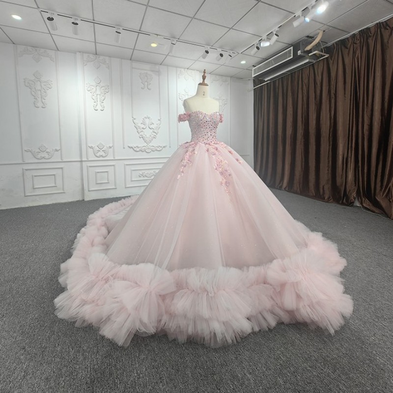 Robe De Mariée Magnifique Robe De Bal Chérie Hors Épaule Perles Brillantes Candidat Sur Tulle À Lacets Robe De Chapelle Paillettes Sur Mesure Robe De Mariée Robes De Novia