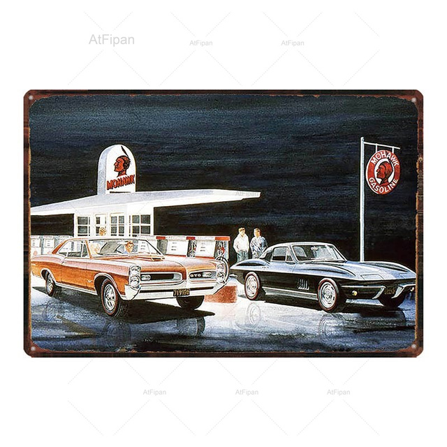 Car Service Tin Sign Vintage Gas Station Metal Plate Painting Motor Oil Retro Iron Picture Wall Decoration For Garage Car Shop Decor Personalized Art Decor 30X20 w01