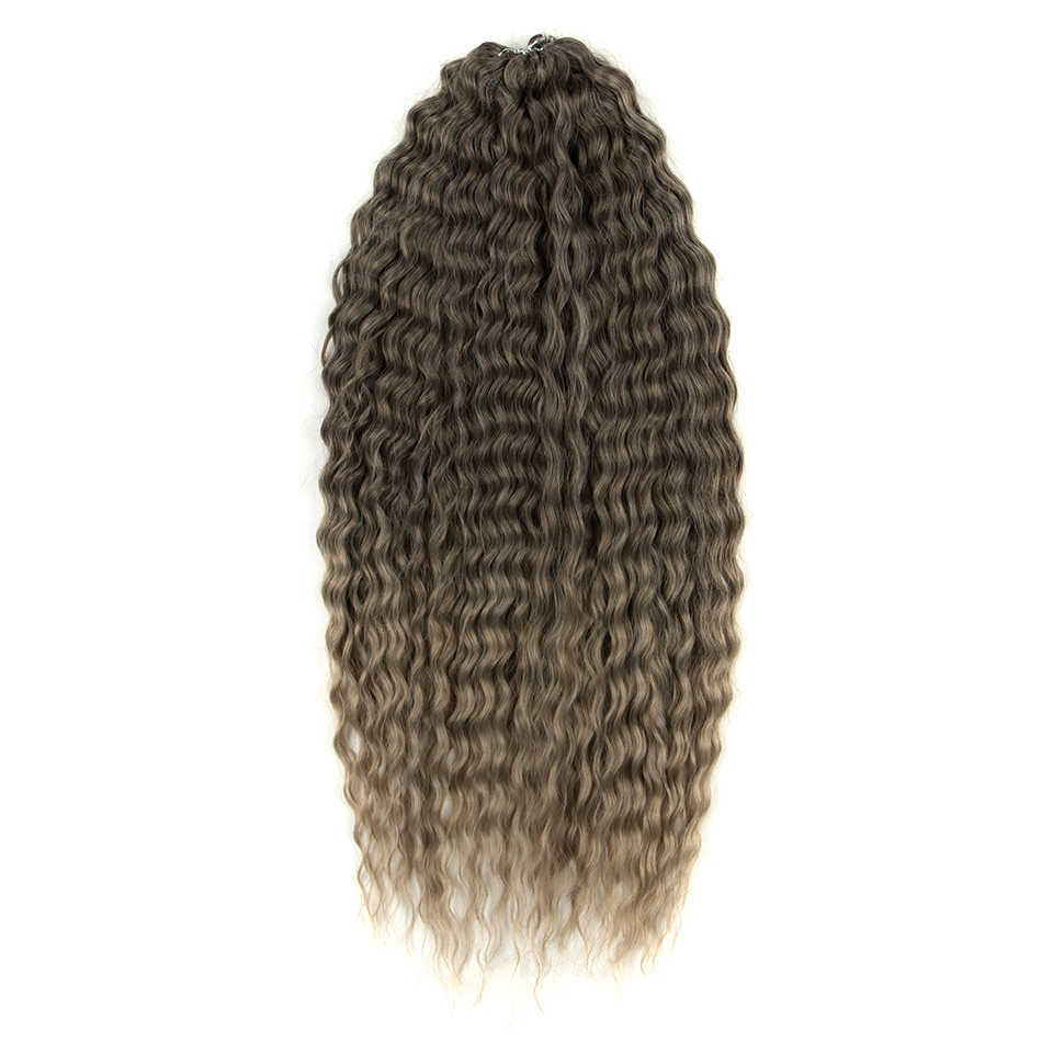 Synthetische Perücken, synthetische Twist-Häkel-Locken, 61 cm, Wasserwellengeflecht, Ombre-Blond, Braun, tiefes Flechten 230227