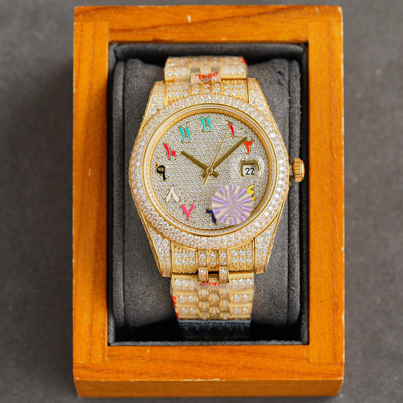 ساعات المعصم ساعة الماس الكلاسيكية ساعة رجالي التلقائية الميكانيكية ساعة اليد 41 مللي متر الياقوت مقاوم للماء Dign الماس حزام Montre De Luxe2023