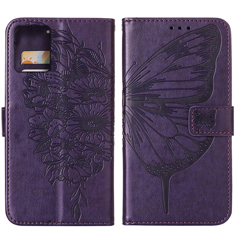 Étuis portefeuille en cuir papillon pour Moto G73 E13 G53 Edge 2023 G Play G 5G G72 Samsung A24 4G A04 Core empreinte imprimée fleur florale porte-carte d'identité Flip Cover PU bourse