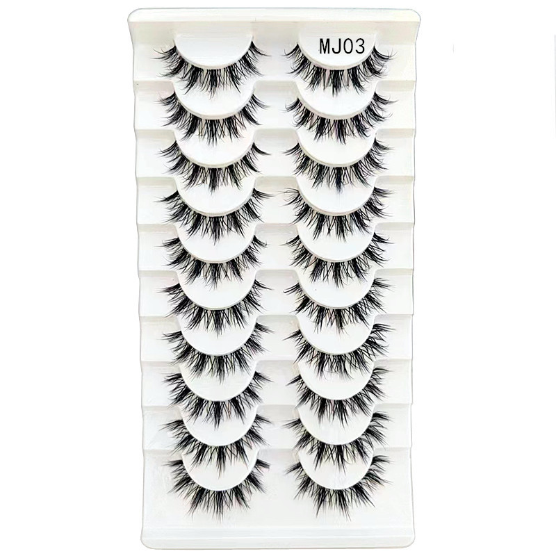 10 pares naturais cílios falsos fofos de extensões de cílios claros Crueldade de luz grossa de luz grátis Faux 3D Lashes de visita maquiagem