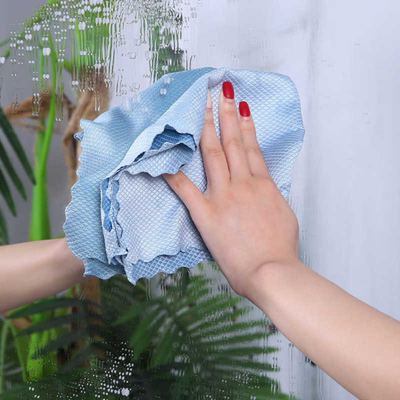 New Kitchen Cleaning Cloths Towel Anti-Grease Wiping Rags Absorbable Fish Scale Wipe Cloth Glass Window Dish Cleaning Cloth