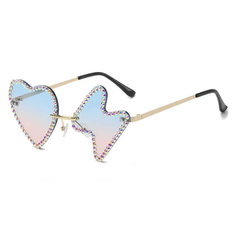 2024トップデザイナー10％オフ高級デザイナーNew Men's and Women's Sungrasses 20％Off Rimless Diamond Dance Party Funny Hip-Hop女性