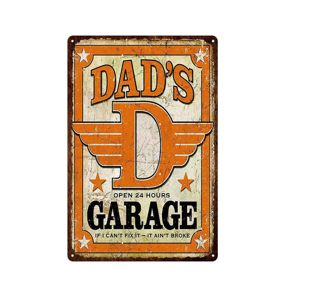 Metal Monogram Signs For Outside Dad's Garage Tin Signs Black and white metal painting Wall Decor For Car Club Man Cave Plate Plaques Personalized Art Decor 30X20CM w01