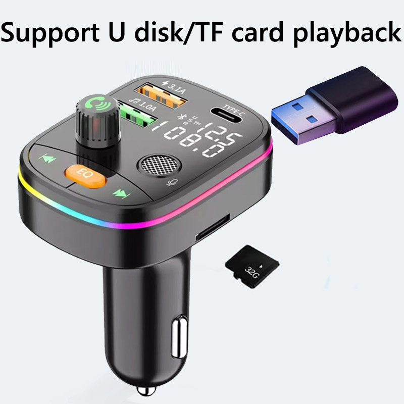 Q10 Bluetooth 5.0 Trådlös FM -sändare Dual Display PD 20W Fast Charging Dual USB Charger Handsfree Car Kit FM Modulator med detaljhandelspaket