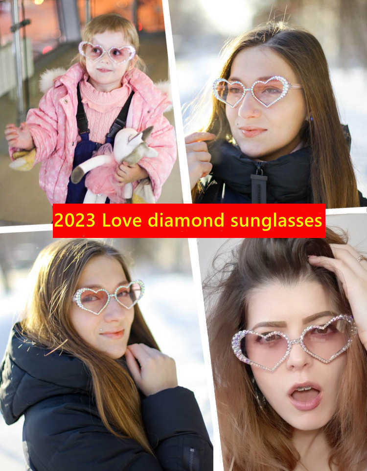 2024 Nouvelle qualité de haute qualité 10% de réduction sur le concepteur de luxe Nouveaux lunettes de soleil pour hommes et femmes 20% de réduction sur le cristal en forme de coeur des yeux de pêche grand cadre