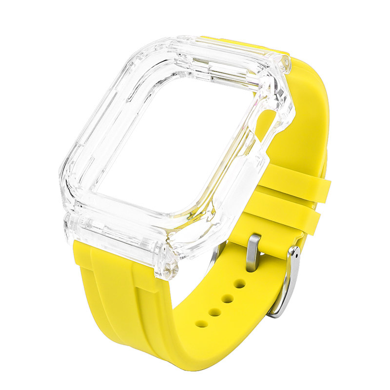 Kit de Modification boîtier en polycarbonate Transparent pour Apple Watch série 8 7 6 5 4 3 2 SE bande de Silicone 41mm 45mm