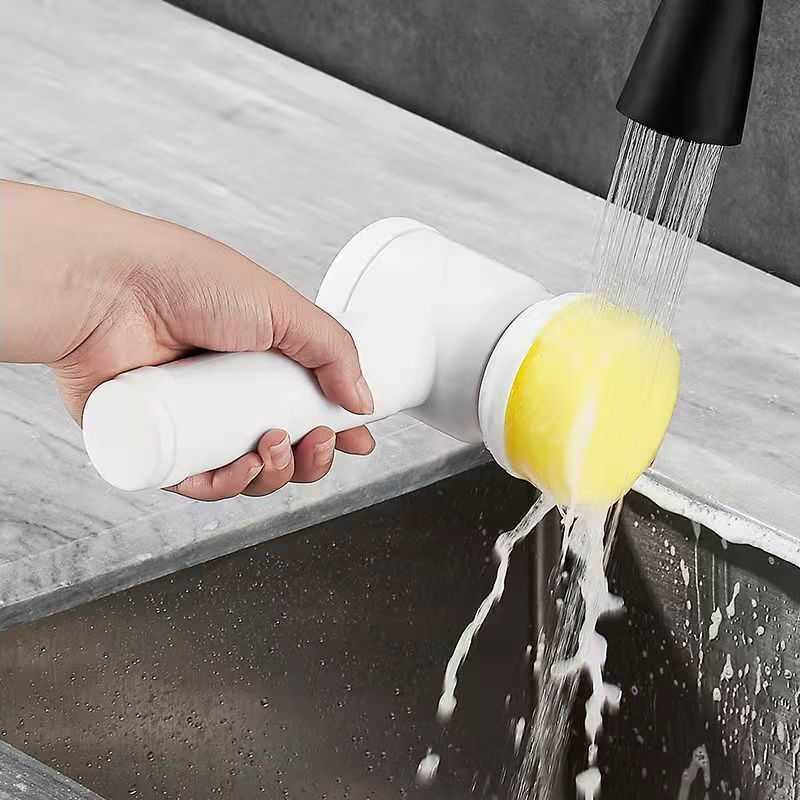 New Cleaning Brush Kitchen Bathroom Cleaning Gods Gas Stove Brush Sponge Head Handheld Wireless Multifunctional Electric Cleaning Brush