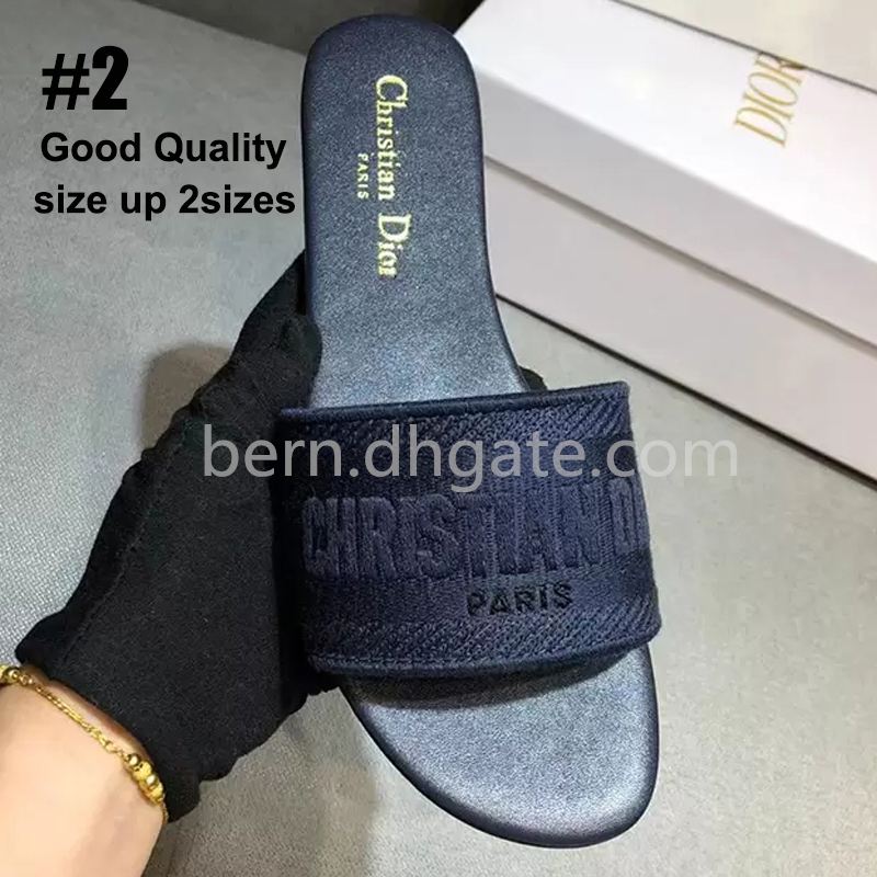 D I O R Premiun/Good Dupe Embroidery Printing Summer Flat Slippers Beach  Sandals For Women EU Size 34 42 From Bern, $34.96 | DHgate.Com