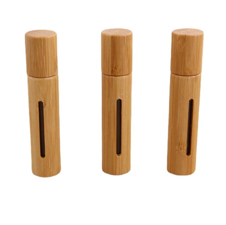 10ML Bamboo Roll On Bottle Open Window Creative Glass Oil Bottles Mini Cosmetic Empty Bottling SN5178