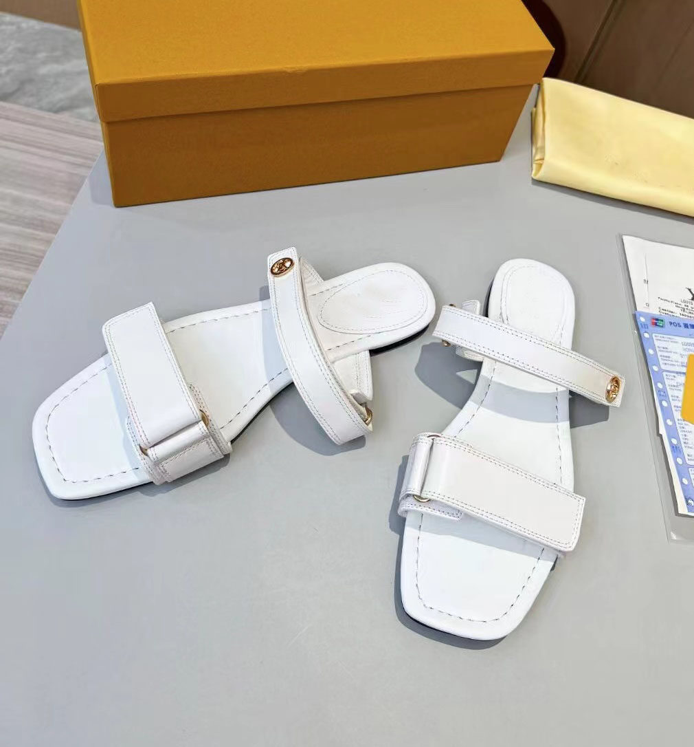 2023S/s Summer Lüks Stella Sandals ayakkabı kadınlar konfor düz iki ince kayış katır siyah kahverengi beyaz kayma terlikler üzerinde orijinal kutu