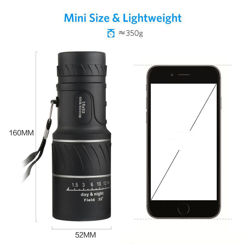 Electronics 16x52 Phone Telephoto Lens for iPhone X/XR Samsung Pixel Android Any Smartphones